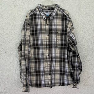 Columbia Black and White Plaid Casual button down Shirt size XXL